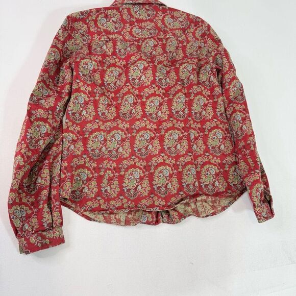 VTG Liz Claiborne Tops Womens Small Red Long Sleeve Button Down Paisley Cotton - Picture 10 of 10